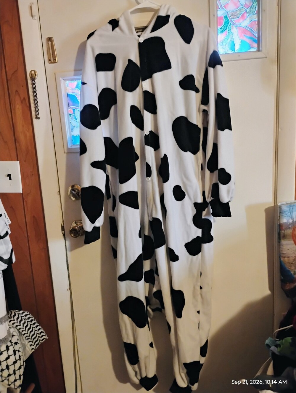 Cow Print One-Piece Hooded Pajamas